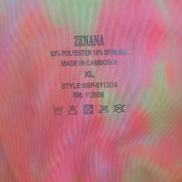 ACTIVE TIE DYE HIGH WAISTED BIKER SHORTS - NEON YELLOW / PINK XL - Picture 3 of 3